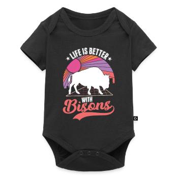 Life is better with a buffalo Buffalo - Baby Premium short-sleeve bodysuit - black - Front