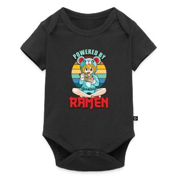 Lustiger Japan Kawaii Stil Powered by Ramen - Baby Premium Kurzarmbody - Schwarz - Vorne