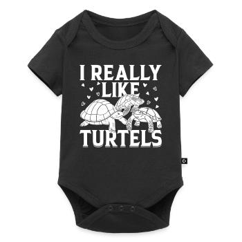 I Really Like Turtles - Sea Turtle Lover Cute Turt - Baby Premium Kurzarmbody - Schwarz - Vorne