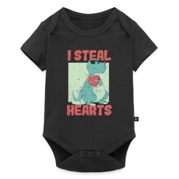 Ich stehle Herzen lustig Valentinstag Dinosaurier - Baby Premium Kurzarmbody - Schwarz - Vorne