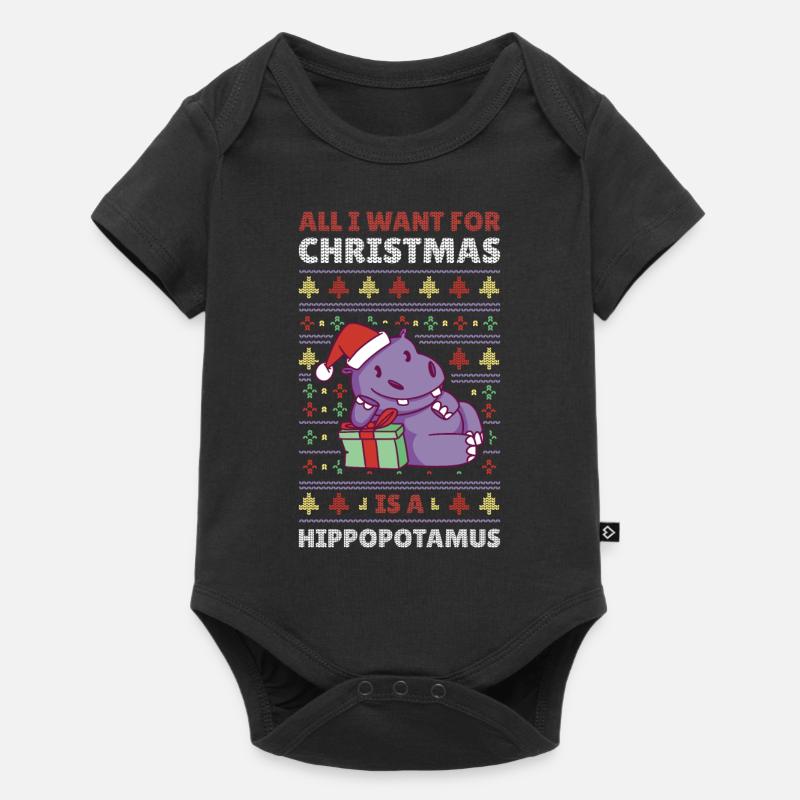Xmas Hippo Hässlicher Weihnachtspulli Geschenk - Baby Premium Kurzarmbody - Schwarz