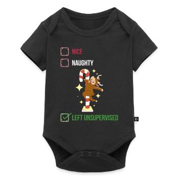 Left Unsupervised Unartig oder nett Geschenk - Baby Premium Kurzarmbody - Schwarz - Vorne