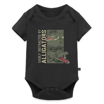 Facilement distrait par les alligators Alligator drôle - Body à manches courtes Premium Bébé - noir - Devant