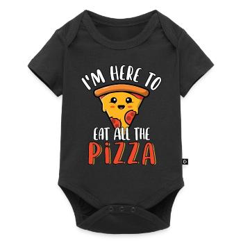 Je suis ici pour manger toute la tranche de pizza mignonne drôle - Body à manches courtes Premium Bébé - noir - Devant