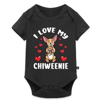 I love my Chiweenie dog with plush toy - Baby Premium short-sleeve bodysuit - black - Front
