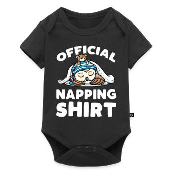 Official Napping Shirt Sleeping Owl with - Baby Premium short-sleeve bodysuit - black - Front