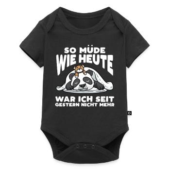 Schlafender Panda Mit Plüschtier Schlaf - Baby Premium Kurzarmbody - Schwarz - Vorne