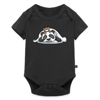 Funny sleeping panda with sleeping - Baby Premium short-sleeve bodysuit - black - Front