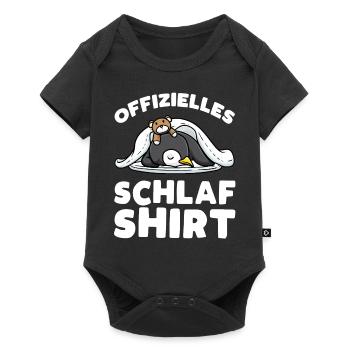 Offizielles Schlafshirt Schlafen Pinguin - Baby Premium Kurzarmbody - Schwarz - Vorne