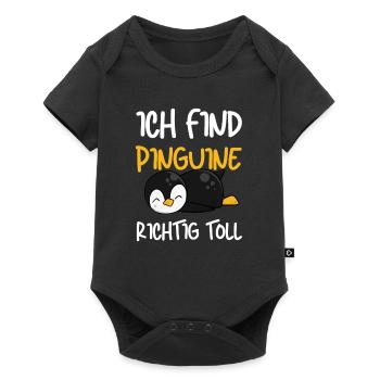 Ich finde Pinguinge richtig toll - Baby Premium Kurzarmbody - Schwarz - Vorne