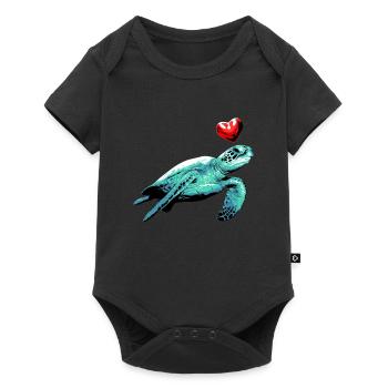 Turtle with Heart Ocean Sea Nature Conservation Heart - Baby Premium short-sleeve bodysuit - black - Front