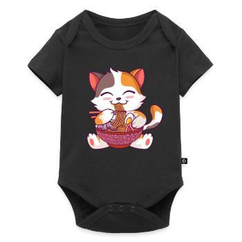 Kawaii Anime Cat Japanese Noodles Ramen - Baby Premium short-sleeve bodysuit - black - Front