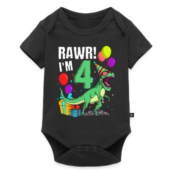4ème anniversaire J’ai 4 ans T-Rex dinosaure - Body à manches courtes Premium Bébé - noir - Devant