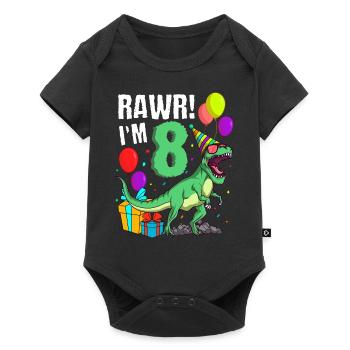 8ème anniversaire J’ai 8 ans T-Rex dinosaure - Body à manches courtes Premium Bébé - noir - Devant
