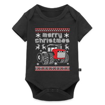 Merry Christmas Tractor - Baby Premium short-sleeve bodysuit - black - Front