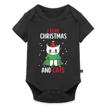 J’aime Noël et Chats Chat Noël - Body à manches courtes Premium Bébé - noir - Devant