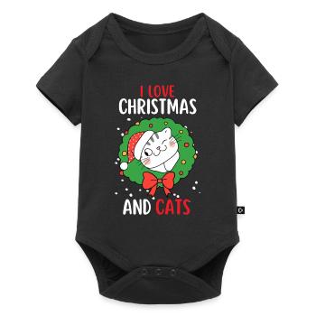 J’aime Noël et Chats Chat Noël - Body à manches courtes Premium Bébé - noir - Devant
