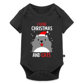 J’aime Noël et Chats Chat Noël - Body à manches courtes Premium Bébé - noir - Devant