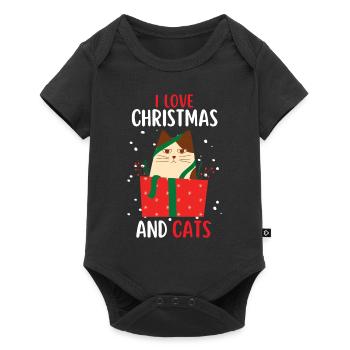 J’aime Noël et Chats Chat Noël - Body à manches courtes Premium Bébé - noir - Devant