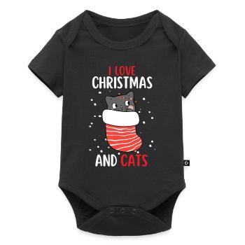 J’aime Noël et Chats Chat Noël - Body à manches courtes Premium Bébé - noir - Devant