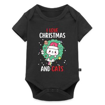 J’aime Noël et Chats Chat Noël - Body à manches courtes Premium Bébé - noir - Devant