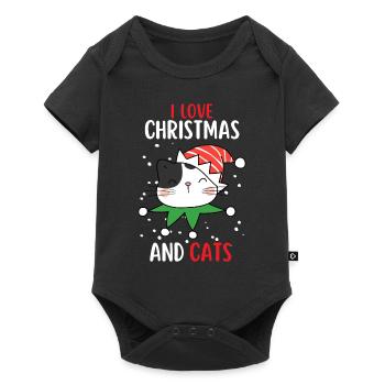 J’aime Noël et Chats Chat Noël - Body à manches courtes Premium Bébé - noir - Devant