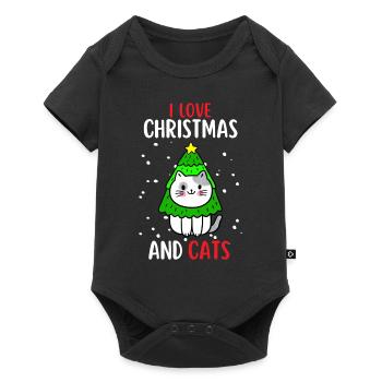J’aime Noël et Chats Chat Noël - Body à manches courtes Premium Bébé - noir - Devant