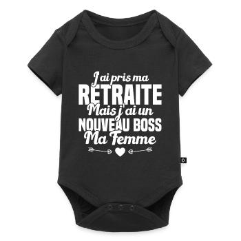 Cadeau Retraite Nouveau Boss Ma Femme - Body à manches courtes Premium Bébé - noir - Devant