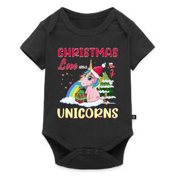Licorne Chevaux Cavaliers Noël Amour Équitation - Body à manches courtes Premium Bébé - noir - Devant