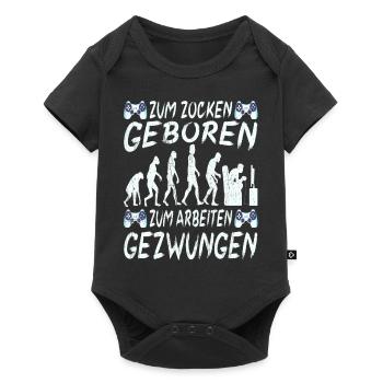 Zum Zocken Geboren Zum Arbeiten Gezwungen - Baby Premium Kurzarmbody - Schwarz - Vorne