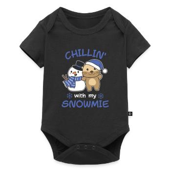 Otter Chillin avec mon schneemann snowmie - Body à manches courtes Premium Bébé - noir - Devant