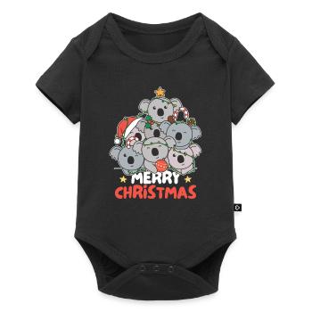 Koala Arbre de Noël Joyeux Noël - Body à manches courtes Premium Bébé - noir - Devant
