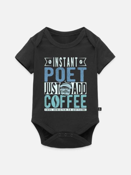 Dichter Kaffee Spruch - Baby Premium Kurzarmbody - Schwarz