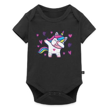 Funny Dabbing Unicorn Lovers Heart Valentine - Baby Premium short-sleeve bodysuit - black - Front