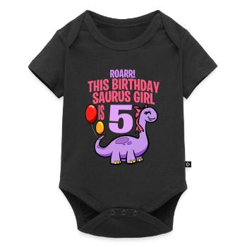 This Birthday Saurus Girl Is 5 Dinosaur - Baby Premium short-sleeve bodysuit - black - Front