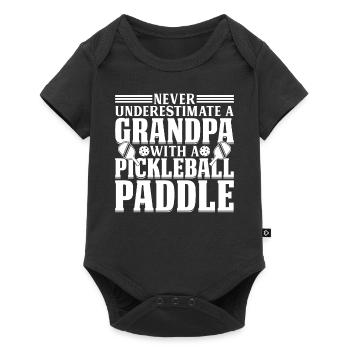 Never Underestimate A Grandpa With A Pickleball - Baby Premium Kurzarmbody - Schwarz - Vorne
