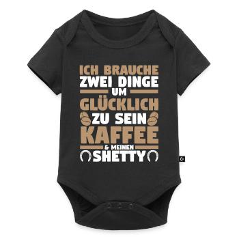 Pferd Reitsport Reiten Pferdesport Kaffee Shetty - Baby Premium Kurzarmbody - Schwarz - Vorne