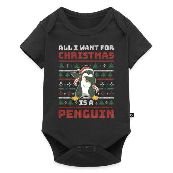 Xmas Penguin Hässlicher Weihnachtspulli Geschenk - Baby Premium Kurzarmbody - Schwarz - Vorne