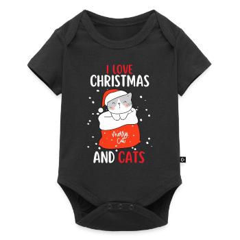 J’aime Noël et Chats Chat Noël - Body à manches courtes Premium Bébé - noir - Devant