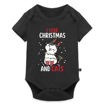 J’aime Noël et Chats Chat Noël - Body à manches courtes Premium Bébé - noir - Devant