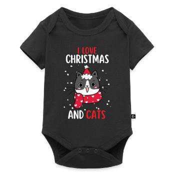 J’aime Noël et Chats Chat Noël - Body à manches courtes Premium Bébé - noir - Devant