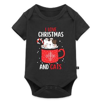 J’aime Noël et Chats Chat Noël - Body à manches courtes Premium Bébé - noir - Devant
