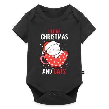 J’aime Noël et Chats Chat Noël - Body à manches courtes Premium Bébé - noir - Devant
