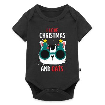 J’aime Noël et Chats Chat Noël - Body à manches courtes Premium Bébé - noir - Devant