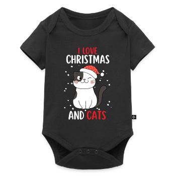 J’aime Noël et Chats Chat Noël - Body à manches courtes Premium Bébé - noir - Devant