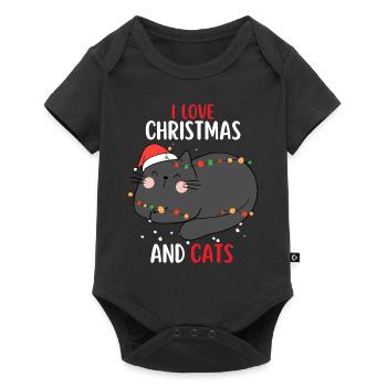J’aime Noël et Chats Chat Noël - Body à manches courtes Premium Bébé - noir - Devant