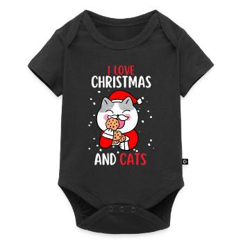 J’aime Noël et Chats Chat Noël - Body à manches courtes Premium Bébé - noir - Devant