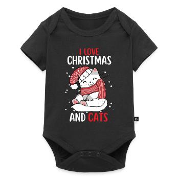 J’aime Noël et Chats Chat Noël - Body à manches courtes Premium Bébé - noir - Devant