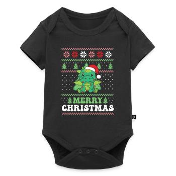Merry Christmas retro ugly christmas dragon - Baby Premium short-sleeve bodysuit - black - Front