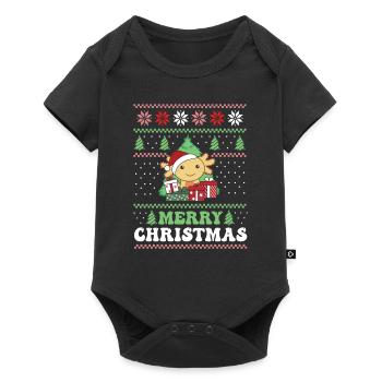 Joyeux Noël rétro moche Noël Axolotl - Body à manches courtes Premium Bébé - noir - Devant